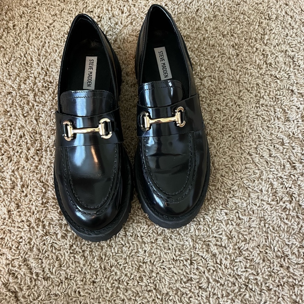 Steve Madden Women’s Lando Black Leather Loafers
